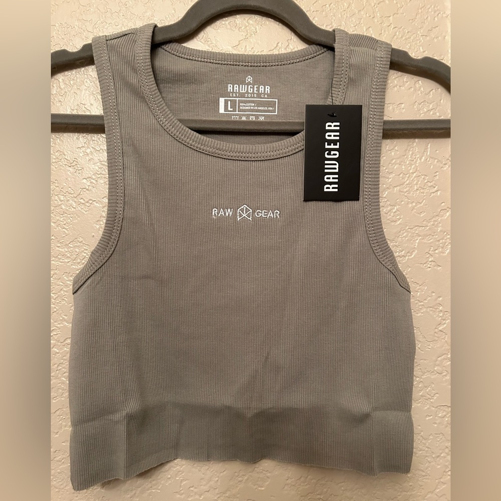 Rawgear NWT Ribbed Cropped Top, Light Olive Green Color, Size Large